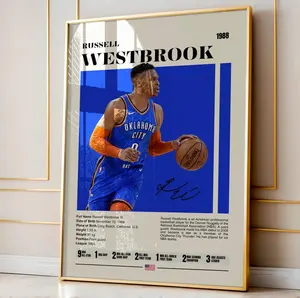 Russell Westbrook Poster, Sports Poster, Mid Century Modern, Fans, Sports Bedroom Posters