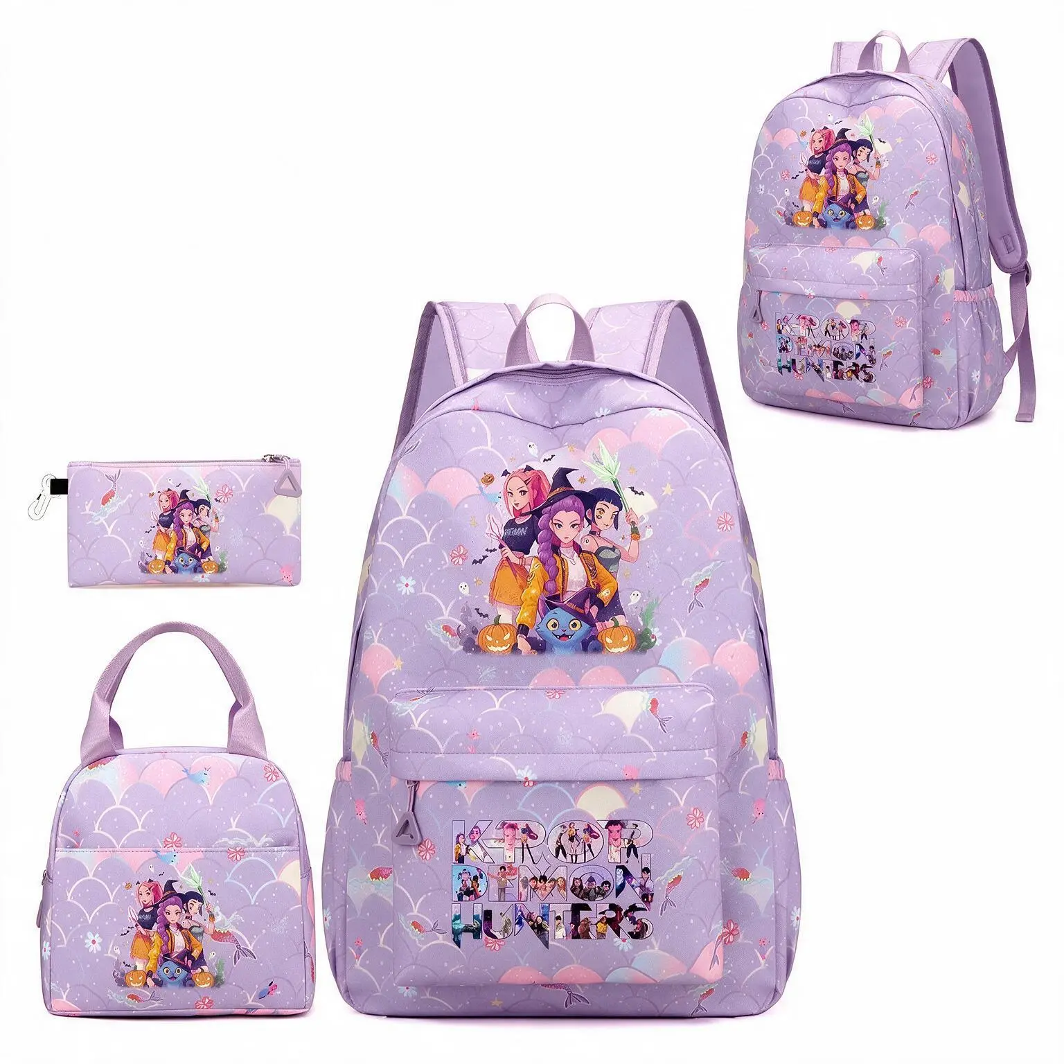 【Halloween Gift】New K-pop girl group double-shoulder backpack - Student School-style schoolbag for travel - Three-piece set - Back To School