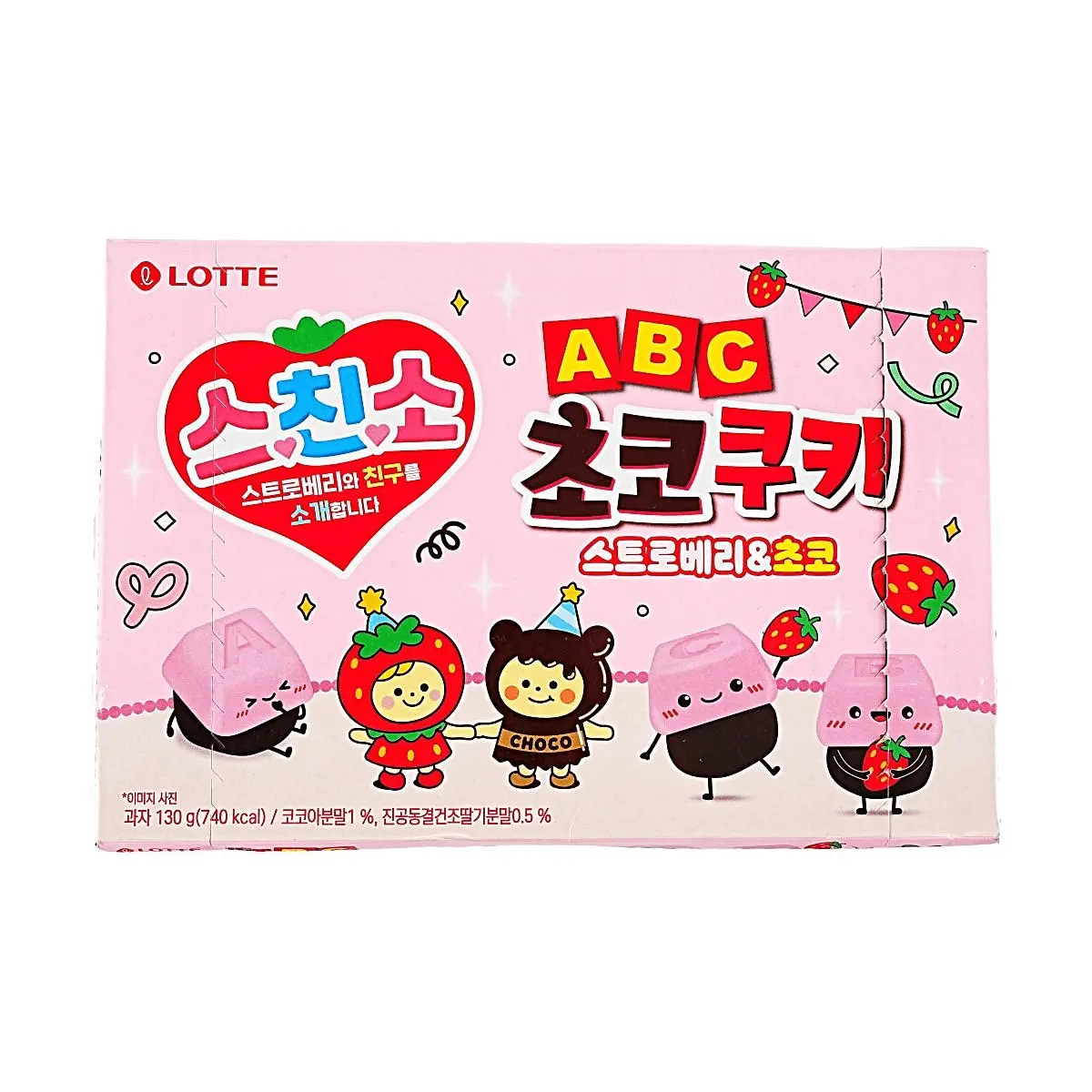 LOTTE ABC Strawberry Chocolate Cookies 130g - Limited Edition Korean Snack