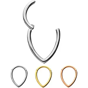 - 16G  Drop Stainless Steel Hinged Segment Ring for Septum, Lip, Eyebrow, and Ear Piercings