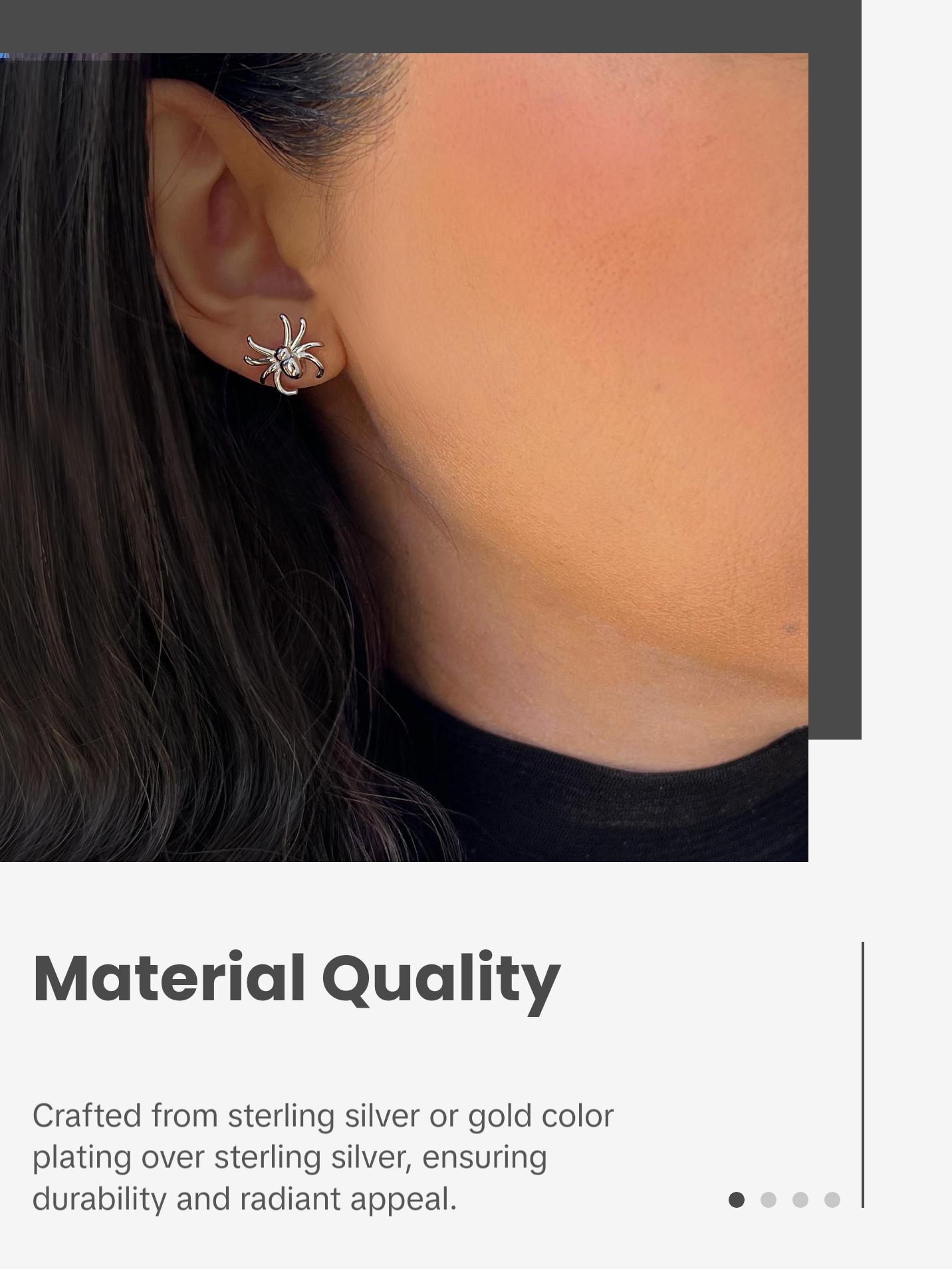 SONIA HOU Spider Halloween Stud Earrings - Sterling Silver | S925 Chic Trendy Exquisite Fashion Design Plated Stackable Accessory