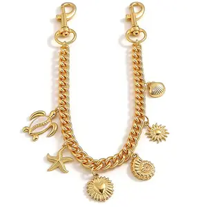 Bag Purse Charm for Handbag - Gold Starfish Shell Turtle Alloy Pendant Keychain - Bag Extension Chain for Women
