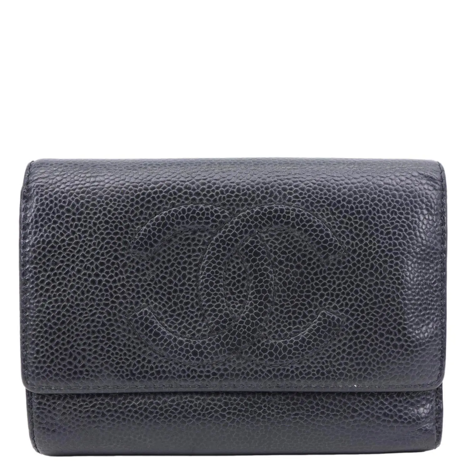 Pre-owned CHANEL Caviar Leather Wallet Timeless CC Black