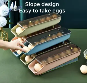 2 pack green Egg organizer for refrigerator,egg holder, stackable egg storage container
