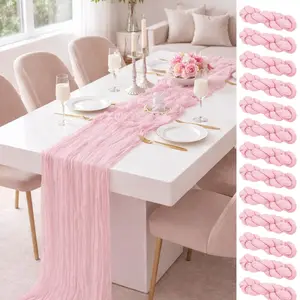1/6/10pcs Light  Pink Table Runner Bohemian Country-Style Table Runner, Suitable for Weddings, Baby Baptism Parties and Holiday Decorations