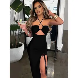 Sleepveless sexy female midi backless dresses Slim night club party WOMEN'S dress bodycon vestidos elegance para Mujer