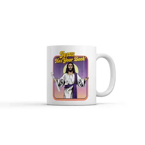 Jesus Has Your Back Mug Funny Sarcastic Religious Joke Graphic Novelty Coffee Cup - 11oz Funny Coffee Mugs Ceramic Printed Drinkware Cup