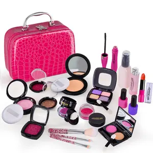 Realistic Children Plastic Makeup Toy Set, Girl Princess Cosmetics, Lipstick Eyeshadow Nail Polish Powder, Pretend Play Beauty Kit
