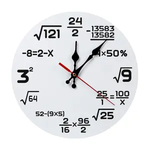 10/12in Geeky Math Formulas Wall Clock | Silent Sweep Movement With Math Problems Print, Battery Not Included, Ideal For Classroom, Study Room & Office Decor