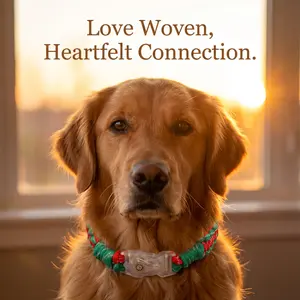 LED Light Up Dog Collar for Small Medium Large Dogs, Handmade Braided Paracord Pet Collar, Glow in the Dark Cat Collar for Girl Boy, Adjustable & Durable Pet Necklace, Christmas Style Pet Accessory