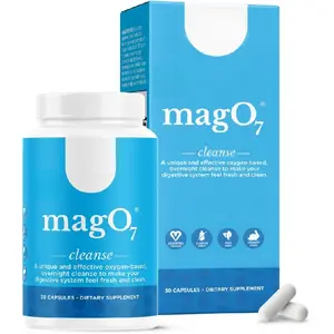 MagO7 - Natural Colon Cleanse & Detox - Occasional Constipation Relief, Stool Softener, & Bloating Support for Men & Women - Ozonated Magnesium Oxide, 30 Capsules