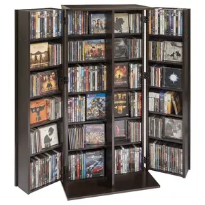 VEVOR Media Storage Cabinet, 6-Tier DVD Shelf Organizer, 24.02x 14.49x 50 in Multimedia Storage Organizer for CDs, DVDs, Books, Games, CD Shelf for Living Room, Home Office, Recording Room, Brown