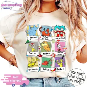 Dr.Seuss Character Photo T-Shirt Dr Seuss Day Sweatshirt, Cat In The Hat Shirt, Thing 1, Thing 2, Reading Day Sweatshirt, Teacher Shirt SPN