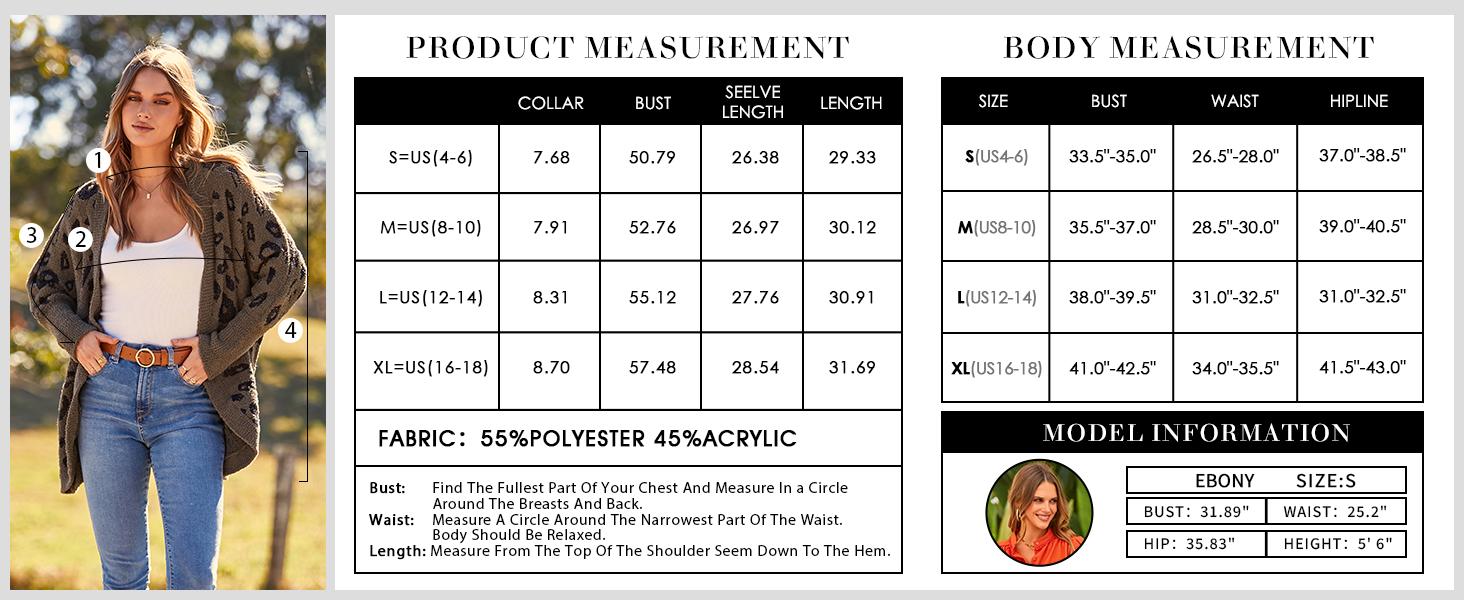 BTFBM Women's Leopard Print Long Sleeve Sweater Cardigan Loose Knit Open Front Fall Winter Outwear Coats