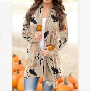 Women'sCasualVersatileHalloweenThemePrintedCardigan