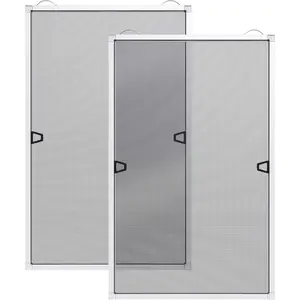 2 Sets DIY Window Screen Frame Kit, Easy Cut-to-Size Design Window Screen, Includes Screen Mesh, Frame  & Tools for Window Screen Replacement, White, 46" Lx 46"W
