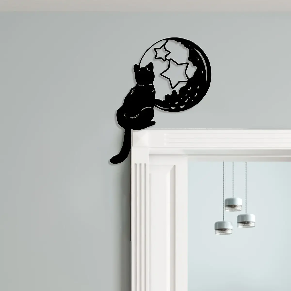 Cat Door Topper Metal Wall Art, Wish Cat Decor, Gate Decoration, Corner Ornament, Halloween Spooky Cat Decor, Money Cat Figurine