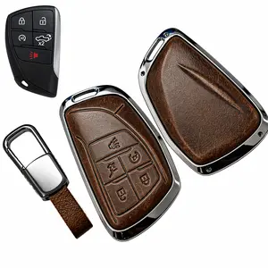 WOAOW Key Fob Cover for Chevy Silverado GMC Sierra 1500 2022 2023 2024, 5-Button Smart Key Protector, Luxury Key Case for YG0G21TB2 Truck Accessories