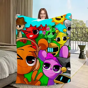 fashion Game S-Sprunki Incredibox warm soft fashion plush blanket for sofa living room office bedroom travel cool gift Flannel