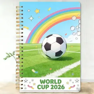 World Cup 2026 Themed Coil Notebook, Vibrant & Fun Design, Classic Football, Ideal for Fan Notes & Daily Use