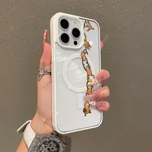 Magnetic Protective Case for iPhone 17 16 E Pro Max 15 Plus 14 13 12 11 XS XR, Girly Monkeys Banana Fun Design | Shockproof, Silicone, Stylish, Trendy, and Scratch Resistant