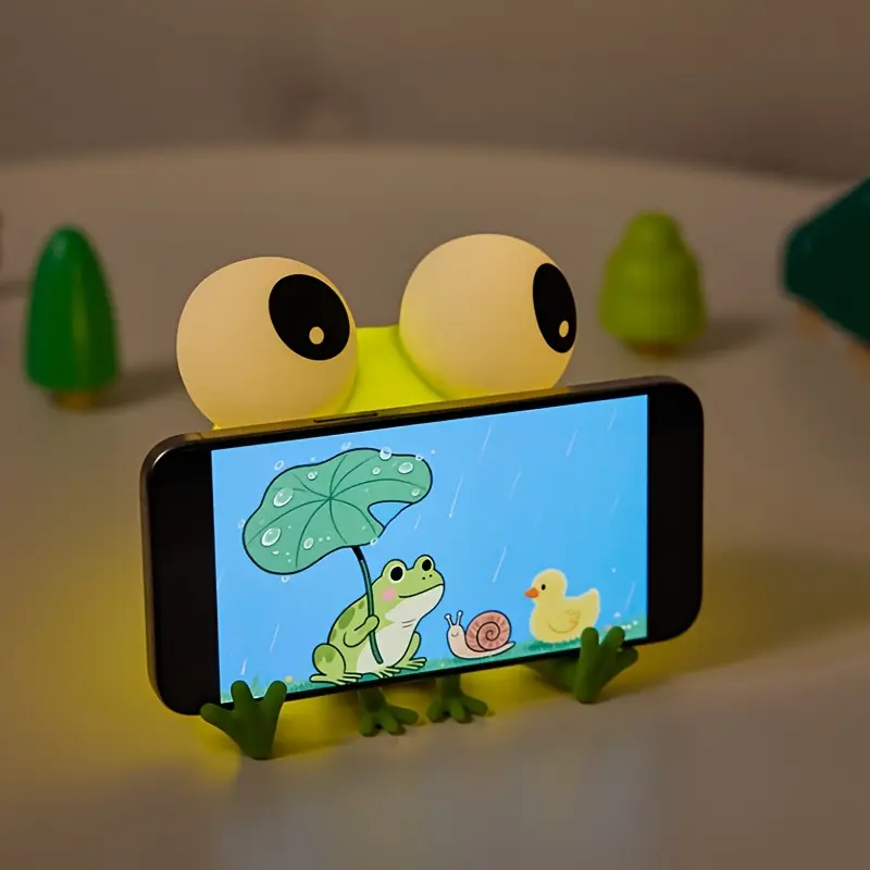 Cute Toy Frog Silicone Night Light for Boys - Rechargeable LED Bedlight, Timer, Auto Shut-Off, Bedtime Routine Helper, Festive Christmas Home Decor Kids' Room Decorative Light