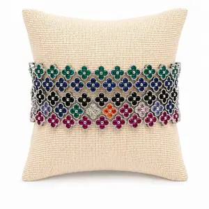 White gold plated clover bracelet- Fits 7 inches