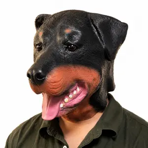 Funny Rottweiler Dog Latex Mask for Adults, Realistic Animal Head Cover, Novelty Gag Gift for Halloween, Cosplay & Theme Party, Prop