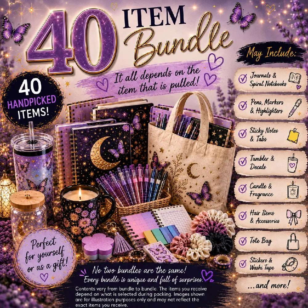 Mangos Bookish Bundles 40-Piece item Office Stationery Bundle, may Include Gel Pens, Travel Notebook (157×210mm), Diary & Assorted Art & Lettering Supplies items may vary