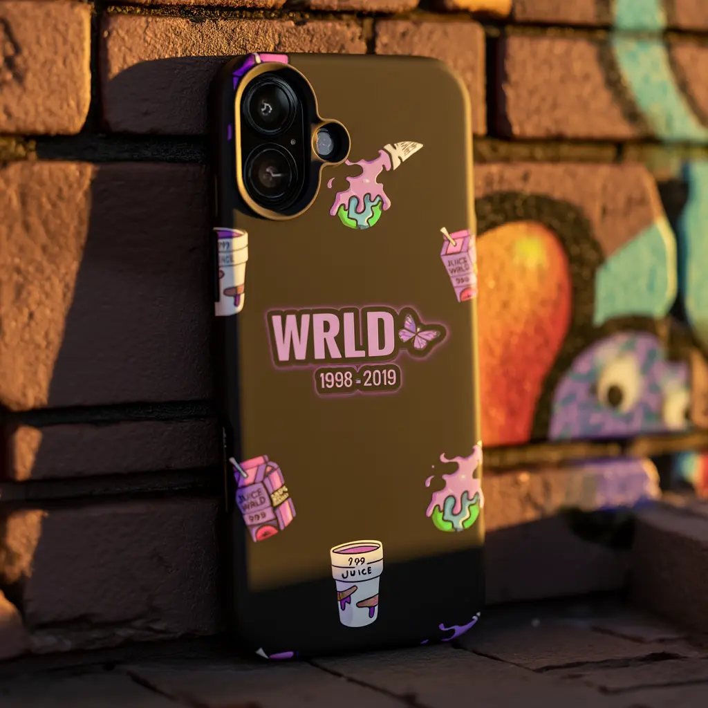 JWRLD 1998-2019 Durable Plastic Phone Case - 999 Party Never Ends Art Cover, Shockproof Protection Accessories for iPhone 17/16/15/14/13/12/11/Xs Pro Max & Samsung Galaxy S25-S21, Hip Hop Legend Rapper Fan Gift