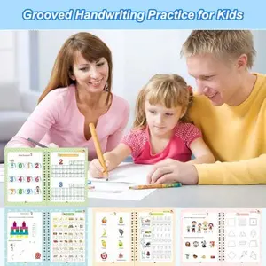 4 Pc Groove Writing Books for Kids , Magic Groove Practice Copybook, Reusable Grooved Handwriting Workbooks ,Calligraphy Books for Kids Age 3-5