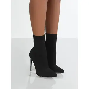 Women's High Heel over Knee Boots, Mesh Knit Elastic Sleeveless Pointed Toe, Fashionable Sexy Sock Boots for Fall Winter