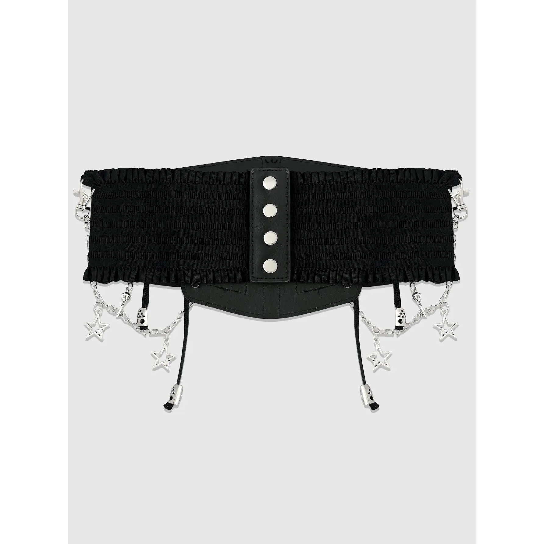HERSHINE Women's Fashion Cross Chain Elastic Wide Belt, Y2K Gothic HERSHINE Women's Fashion Cross Chain Elastic Wide Belt, Y2K Gothic