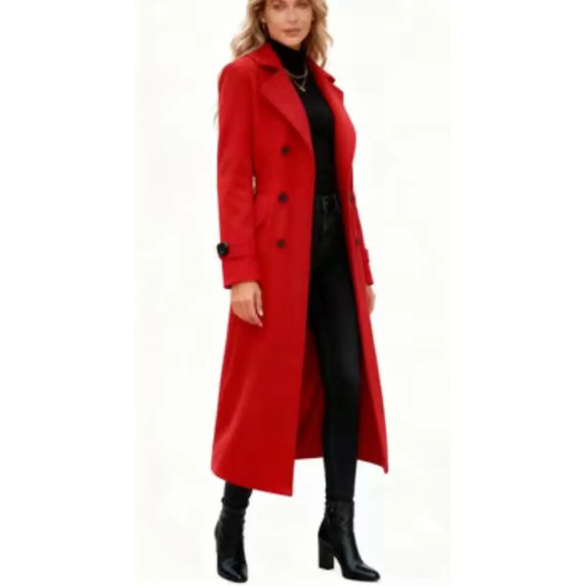 Women’s Red Long Coat | Chic Double Breasted Trench Jacket | TikTok Viral This Red Long Coat Gives Main Character Energy Power Red Long Coat for Women | Boss Babe Fall Outfit Women’s Fall Winter Long Red Coat | Classic Chic Outerwear Women’s Classic Red