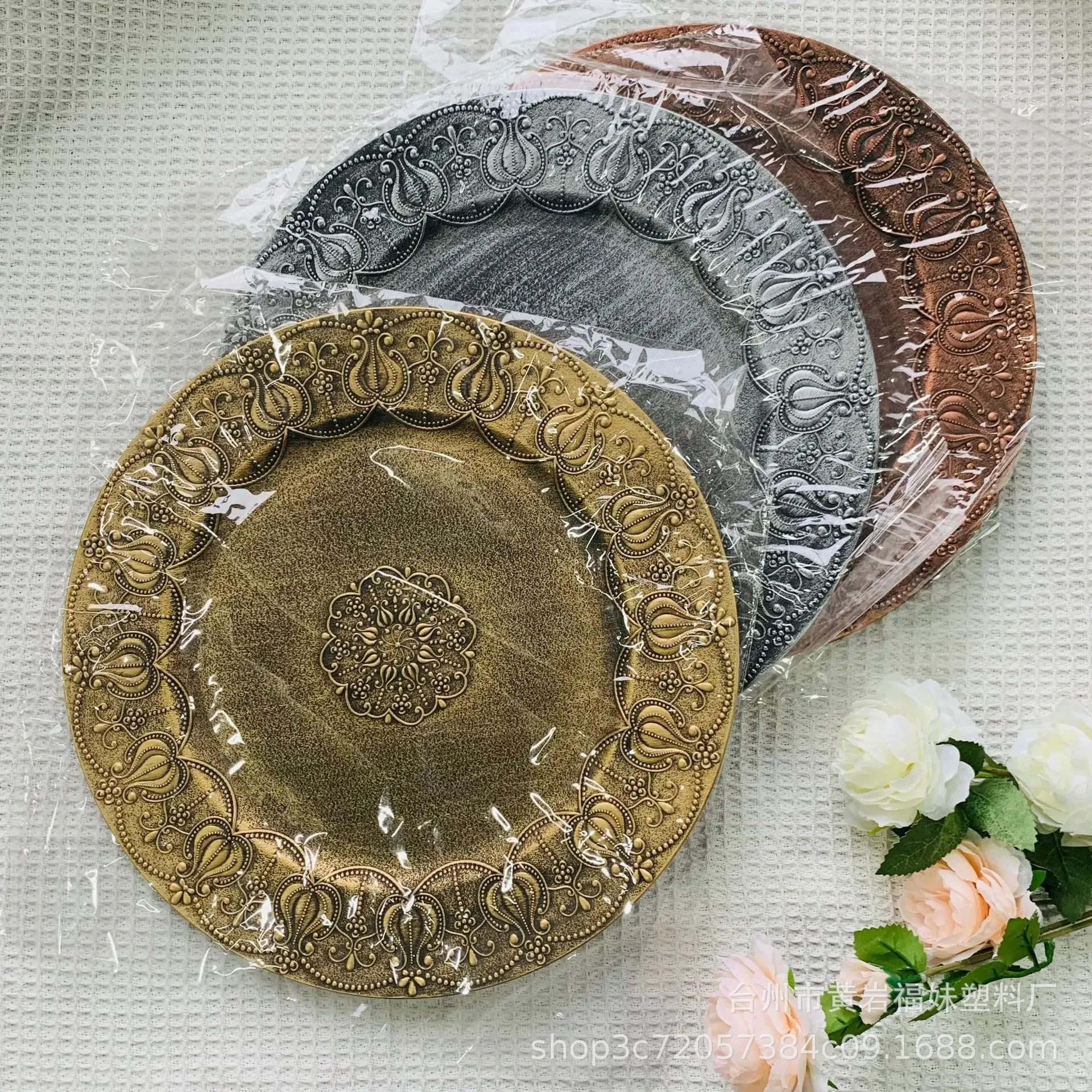 Multiple Colors Retro Decorative Dining Plate Charger  13" - 50 Pack Dinnerware