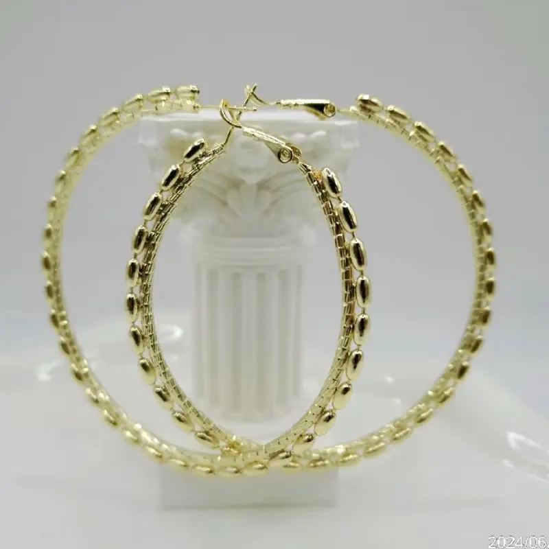 #1417 Argolla Hoop 65mm Laminado 14k Gold Plating High-Quality Daily Wear Jewelry for Everyday Use
