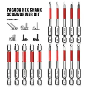 Magnetic Hexagonal Shank Screwdriver Bit Set with Unique Pagoda-Shaped Internal Hex Design, Tightens 1.5mm-6mm Nuts for Electric Drills and Wrenches