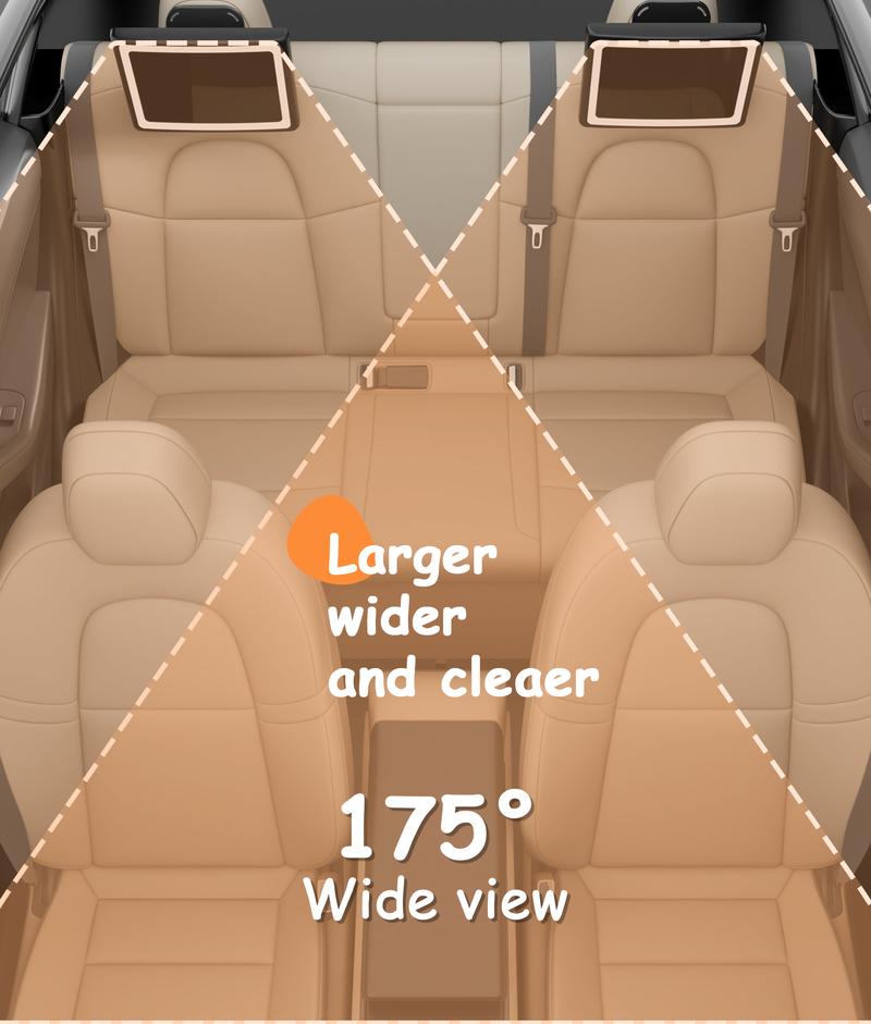 [Black Friday] Safety Car Seat Mirror with Seven Customized RGB Lights and 15° Convex Mirror for Wide Horizon Viewing - Well-prepared for Long Drive Rear Viewing