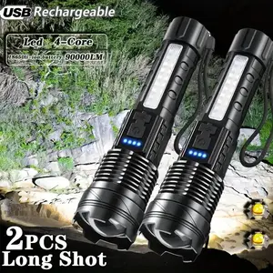 2PCS Rechargeable Flashlights High Lumens, 7Mode Super Bright Flashlight Camping, Adjustable Tactical Flash Light High Powered, LED Flashlights for Home Emergency