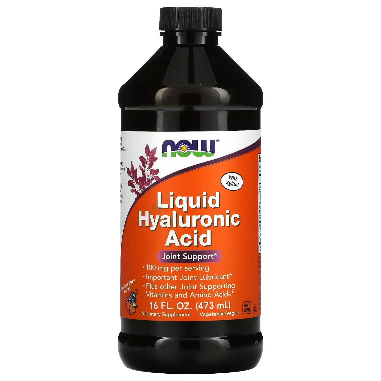 NOW Foods Liquid Hyaluronic Acid, Berry, 100 mg, 16 fl oz (473 ml)