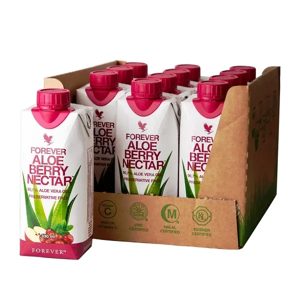 Forever Aloe Berry Nectar Minis 350ml No Added Preservatives Sugar Free Vegan Gluten-Free Eco-Friendly Peach Flavored Aloe Vera Gel 11.15 FL OZ Natural Health Beverage