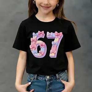 [Cotton T-Shirt] Tweed Girl One-Piece New Year's Atmosphere "Happy New Year 2026" Printed Pullover Crew Neck T-Shirt, Spring, Summer, And Autumn Student Young Children's Short-Sleeve Top - Fun And Colorful T-Shirts That Inspire Every Child's Imagination g