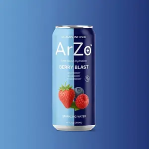 8 Pack Berry Blast Sparkling Water by ArZo Water - Organic, Zero Sugar & Calories, Vegan, Gluten-Free, Packed with Vitamins B6, C & D3, 12oz Refreshing Beverage