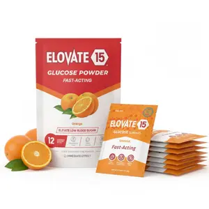 Fast Acting Glucose Powder Packets Orange - Quick Dissolving, 15g Pure, Gluten-Free Glucose Packets | Oral Dextrose Powder for Kids & Adults | Easy-to-Carry Pocket Sized Slimpaks
