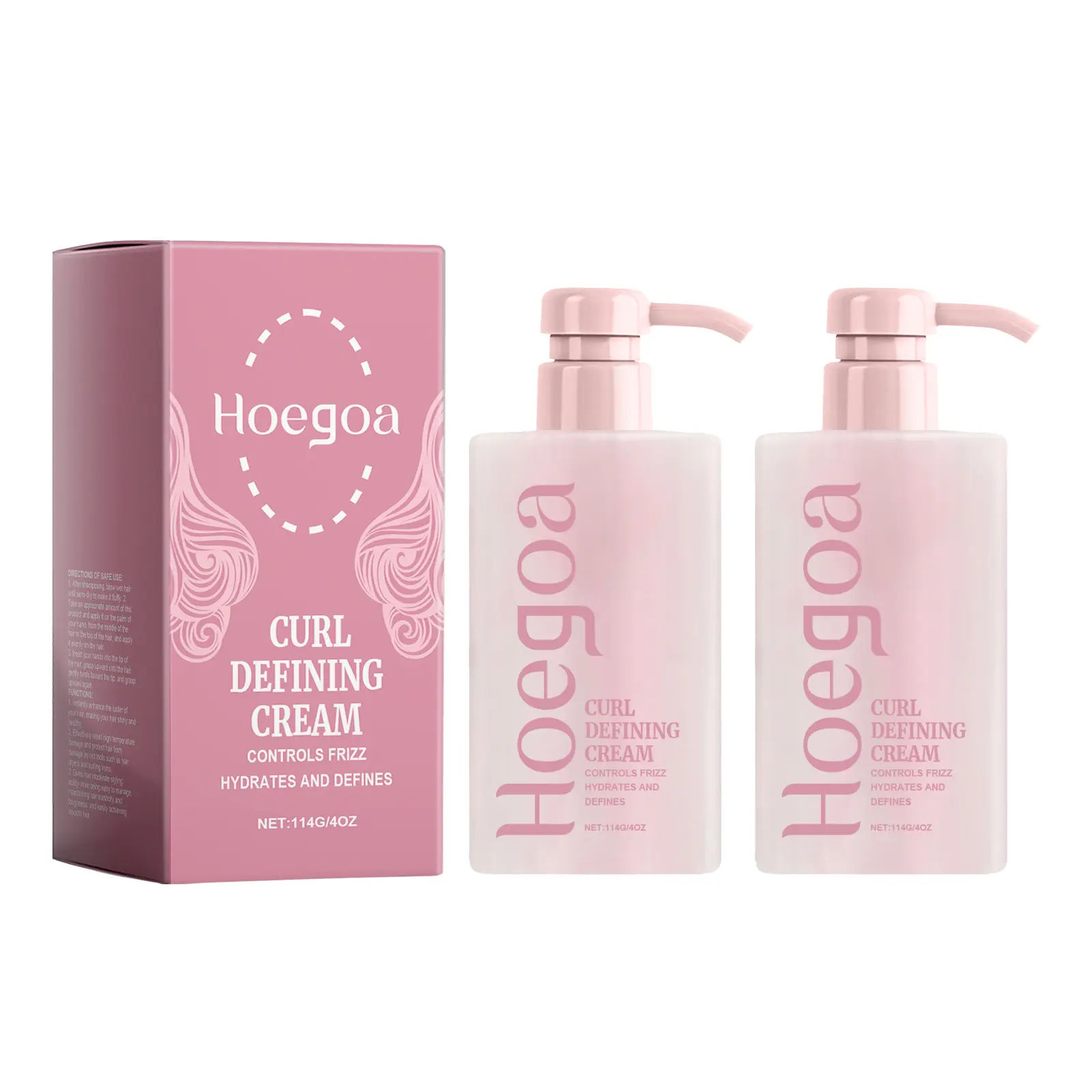 Hoegoa Curl Defining Cream - 114g/4oz, Moisturizing Natural Shine, Controls Frizz, Hydrates and Defines, Haircare Gel Sulfate-Free Moisture Hair Care Set simply grow conditioner