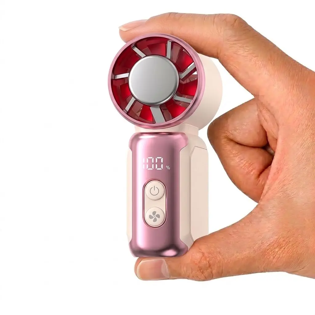 【Back to School Tools and Gadgets】Compact Small Silent Mini High-Speed Handheld Turbo Fan, USB-C Rechargeable with LED Digital Display, Ultra-Lightweight Portable Personal Cooler for Office Use