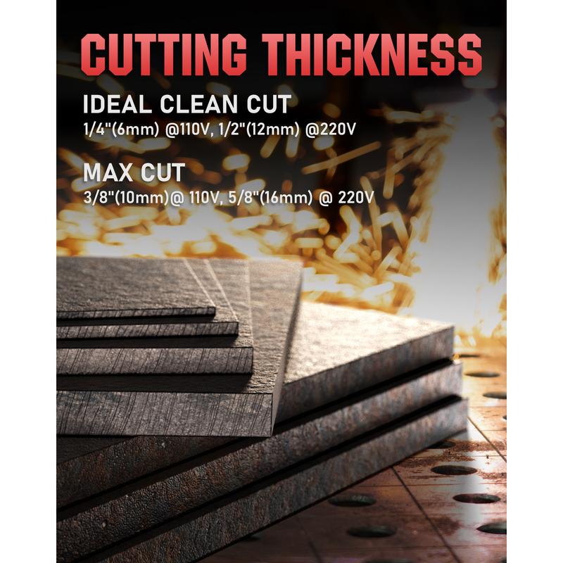 YESWELDER CUT-50DS 50Amp 110/220V Plasma Cutter, Digital Display Air Power Plasma Cutting Machine - 2T/4T and 16/25" Max Cut