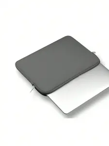 Solid Grey Casual Laptop Sleeve - 1pc Soft Protective Inner Case with Metallic Zipper, Portable Bag for 11.6-17 in Laptops