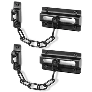 2-Pack Black Door Chain Locks – Heavy-Duty Security Chain for Inside Doors, Includes 12 Screws