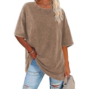Holafish Women's Truesized T Shirts Acid Washed Heavy Cotton Vintage Unisex Tees Loose Fit Crewneck Short Sleeve Casual Streetwear Baggy Basic Tops Womenswear Tshirt Minimalist Summer - Fabric, Jacket